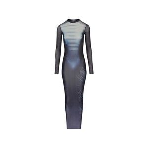 Jean Paul Gaultier Le Male Printed Mesh Crew Neck Long Dress Navy - NWT